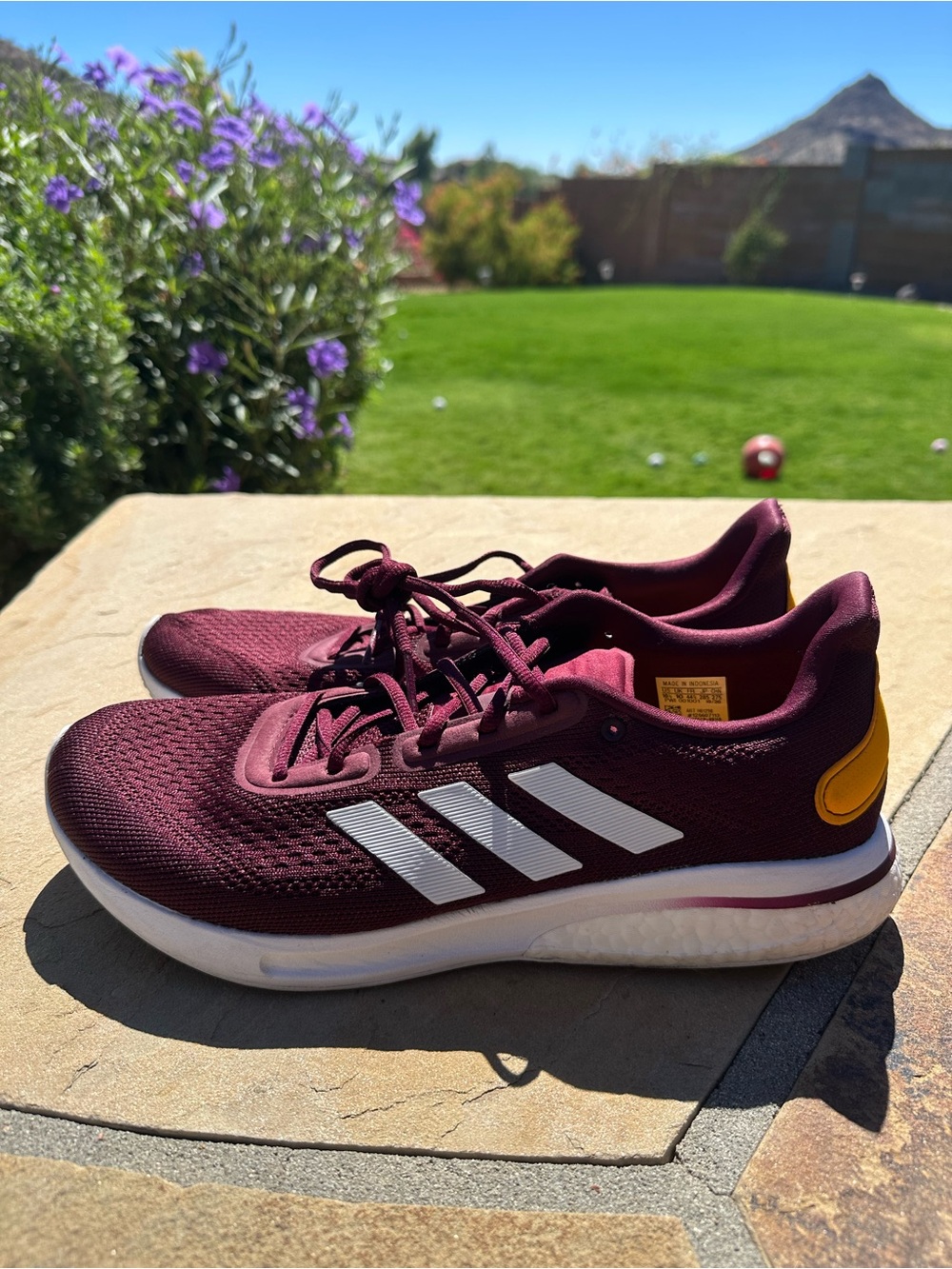 Adidas Men’s Arizona State Maroon Running Shoes with White Stripes Mens 10.5